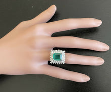Load image into Gallery viewer, 4.80 Carats Natural Emerald and Diamond 14K Solid White Gold Ring