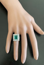 Load image into Gallery viewer, 4.80 Carats Natural Emerald and Diamond 14K Solid White Gold Ring