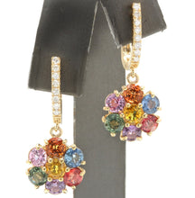 Load image into Gallery viewer, 9.00 Carats Natural Multi-Color Sapphire 14K Solid Yellow Gold Earrings