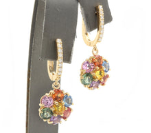 Load image into Gallery viewer, 9.00 Carats Natural Multi-Color Sapphire 14K Solid Yellow Gold Earrings
