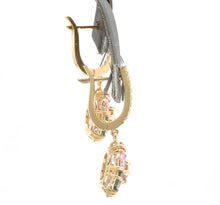 Load image into Gallery viewer, 9.00 Carats Natural Multi-Color Sapphire 14K Solid Yellow Gold Earrings