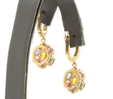 Load image into Gallery viewer, 9.00 Carats Natural Multi-Color Sapphire 14K Solid Yellow Gold Earrings