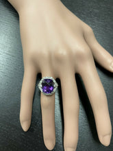 Load image into Gallery viewer, 6.90 Carats Natural Amethyst and Diamond 14K Solid White Gold Ring