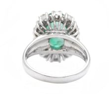 Load image into Gallery viewer, 4.60 Carats Natural Emerald and Diamond 14K Solid White Gold Ring