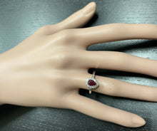 Load image into Gallery viewer, 1.10Ct Natural Untreated Ruby and Natural Diamond 14K White Gold Ring