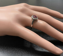 Load image into Gallery viewer, 1.10Ct Natural Untreated Ruby and Natural Diamond 14K White Gold Ring