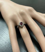 Load image into Gallery viewer, 1.10Ct Natural Untreated Ruby and Natural Diamond 14K White Gold Ring