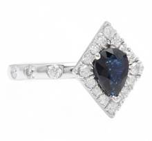 Load image into Gallery viewer, 2.15 Carats Exquisite Natural Blue Sapphire and Diamond 14K Solid White Gold Ring
