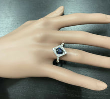 Load image into Gallery viewer, 2.15 Carats Exquisite Natural Blue Sapphire and Diamond 14K Solid White Gold Ring