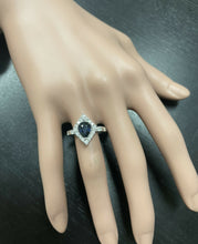 Load image into Gallery viewer, 2.15 Carats Exquisite Natural Blue Sapphire and Diamond 14K Solid White Gold Ring