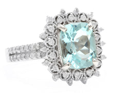 Load image into Gallery viewer, 3.50 Carats Natural Aquamarine and Diamond 14K Solid White Gold Ring