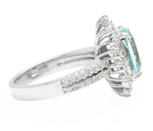 Load image into Gallery viewer, 3.50 Carats Natural Aquamarine and Diamond 14K Solid White Gold Ring