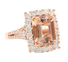 Load image into Gallery viewer, 5.10 Carats Exquisite Natural Morganite and Diamond 14K Solid Rose Gold Ring