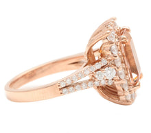 Load image into Gallery viewer, 5.10 Carats Exquisite Natural Morganite and Diamond 14K Solid Rose Gold Ring