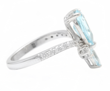 Load image into Gallery viewer, 1.75 Carats Natural Aquamarine and Diamond 14K Solid White Gold Ring