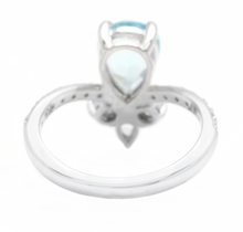 Load image into Gallery viewer, 1.75 Carats Natural Aquamarine and Diamond 14K Solid White Gold Ring