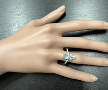 Load image into Gallery viewer, 1.75 Carats Natural Aquamarine and Diamond 14K Solid White Gold Ring