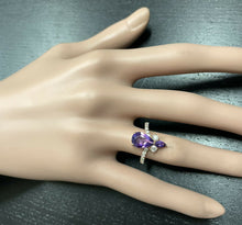 Load image into Gallery viewer, 2.00 Carats Natural Impressive Amethyst and Diamond 14K Rose Gold Ring
