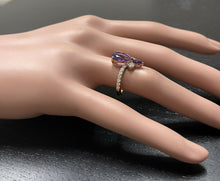 Load image into Gallery viewer, 2.00 Carats Natural Impressive Amethyst and Diamond 14K Rose Gold Ring