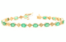 Load image into Gallery viewer, Very Impressive 9.15 Carats Natural Emerald &amp; Diamond 14K Solid Yellow Gold Bracelet