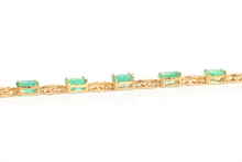 Load image into Gallery viewer, Very Impressive 9.15 Carats Natural Emerald &amp; Diamond 14K Solid Yellow Gold Bracelet