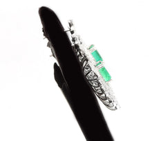 Load image into Gallery viewer, Superb 5.00 Carats Natural Emerald and Diamond 14K Solid White Gold Earrings