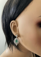 Load image into Gallery viewer, Superb 5.00 Carats Natural Emerald and Diamond 14K Solid White Gold Earrings