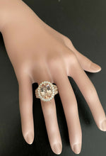 Load image into Gallery viewer, 8.00 Carats Exquisite Natural Peach Morganite and Diamond 14K Solid Rose Gold Ring