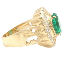 Load image into Gallery viewer, 4.90 Carats Natural Emerald and Diamond 14K Solid Yellow Gold Ring
