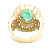 Load image into Gallery viewer, 4.90 Carats Natural Emerald and Diamond 14K Solid Yellow Gold Ring