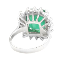 Load image into Gallery viewer, 7.05 Carats Natural Emerald and Diamond 14K Solid White Gold Ring