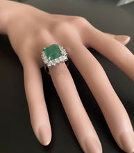 Load image into Gallery viewer, 7.05 Carats Natural Emerald and Diamond 14K Solid White Gold Ring