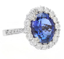 Load image into Gallery viewer, 4.90 Carats Natural Very Nice Looking Tanzanite and Diamond 18K Solid White Gold Ring
