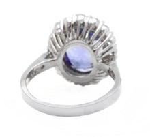 Load image into Gallery viewer, 4.90 Carats Natural Very Nice Looking Tanzanite and Diamond 18K Solid White Gold Ring