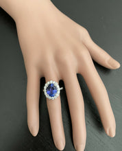 Load image into Gallery viewer, 4.90 Carats Natural Very Nice Looking Tanzanite and Diamond 18K Solid White Gold Ring