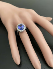 Load image into Gallery viewer, 4.90 Carats Natural Very Nice Looking Tanzanite and Diamond 18K Solid White Gold Ring