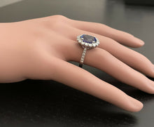 Load image into Gallery viewer, 4.90 Carats Natural Very Nice Looking Tanzanite and Diamond 18K Solid White Gold Ring