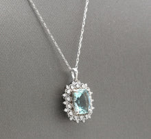 Load image into Gallery viewer, 3.40Ct Natural Aquamarine and Diamond 14K Solid White Gold Necklace