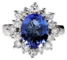 Load image into Gallery viewer, 4.07 Carats Natural Very Nice Looking Tanzanite and Diamond 14K Solid White Gold Ring