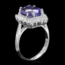 Load image into Gallery viewer, 5.60 Carats Natural Tanzanite and Diamond 14K Solid White Gold Ring