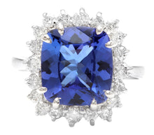 Load image into Gallery viewer, 5.30 Carats Natural Very Nice Looking Tanzanite and Diamond 14K Solid White Gold Ring