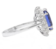 Load image into Gallery viewer, 5.30 Carats Natural Very Nice Looking Tanzanite and Diamond 14K Solid White Gold Ring