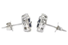 Load image into Gallery viewer, 1.50 Carats Natural Sapphire and Diamond 14K Solid White Gold Earrings