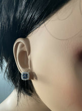 Load image into Gallery viewer, 1.50 Carats Natural Sapphire and Diamond 14K Solid White Gold Earrings