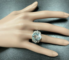 Load image into Gallery viewer, 9.30 Carats Exquisite Natural Aquamarine and Diamond 14K Solid White Gold Ring