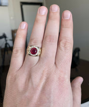 Load image into Gallery viewer, 5.00 Carats Red Ruby and Diamond 14K Solid Yellow Gold Men's Ring