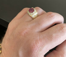 Load image into Gallery viewer, 5.00 Carats Red Ruby and Diamond 14K Solid Yellow Gold Men's Ring