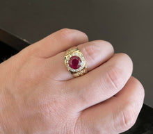 Load image into Gallery viewer, 5.00 Carats Red Ruby and Diamond 14K Solid Yellow Gold Men's Ring