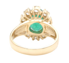 Load image into Gallery viewer, 4.40 Carats Natural Emerald and Diamond 14K Solid Yellow Gold Ring