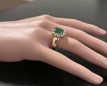 Load image into Gallery viewer, 4.40 Carats Natural Emerald and Diamond 14K Solid Yellow Gold Ring